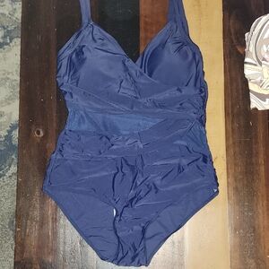 Slimming Navy Blue One-Piece Swimsuit